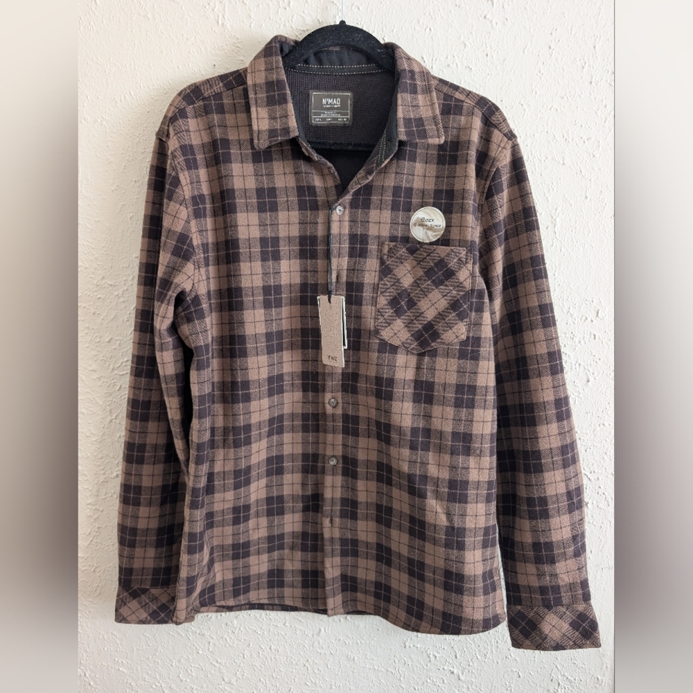 NWT NoMad Brown Plaid Casual Button-Down Shirt